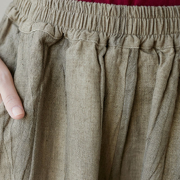 Buddha Stones Lässige, schlichte, lockere Batik-Ramiehose für Damen im Used-Look mit Taschen