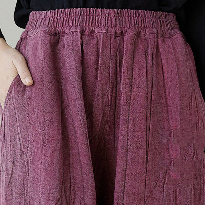 Buddha Stones Lässige, schlichte, lockere Batik-Ramiehose für Damen im Used-Look mit Taschen