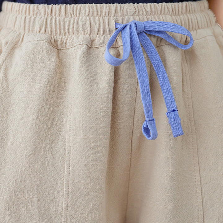 Buddha Stones Lässige, schlichte, lockere Damenhose aus Baumwollleinen mit Taschen - image 16