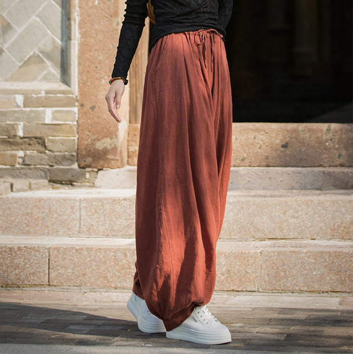 Buddha Stones Lässige, schlichte, lockere Hose aus Ramie-Baumwolle mit Taschen für Damen - image 8