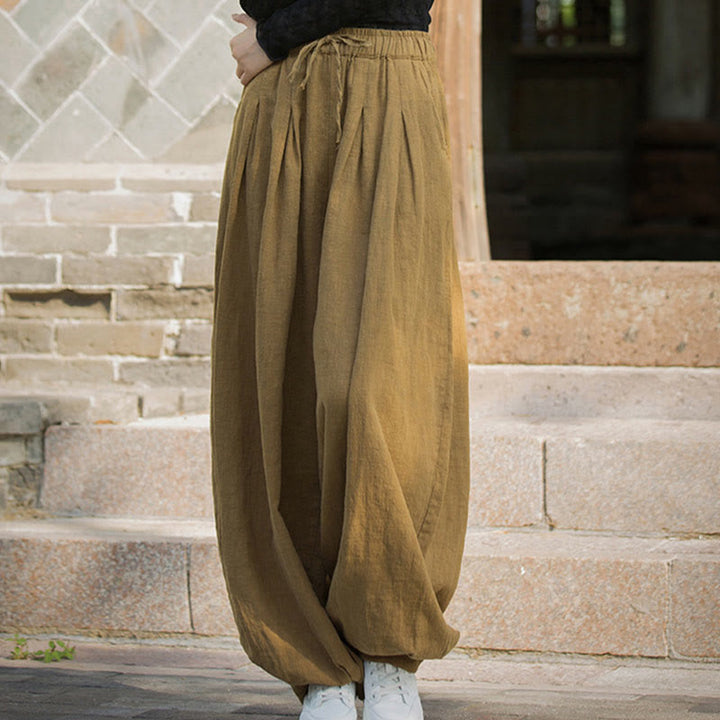 Buddha Stones Lässige, schlichte, lockere Hose aus Ramie-Baumwolle mit Taschen für Damen - image 11