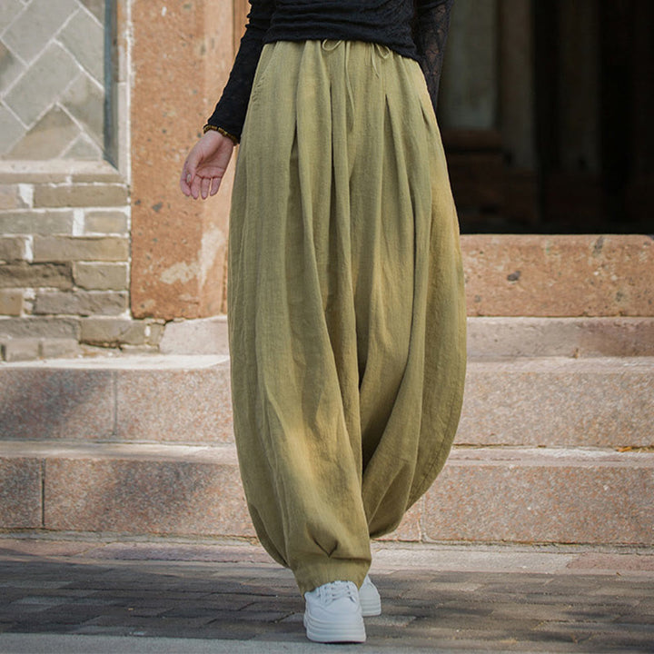 Buddha Stones Lässige, schlichte, lockere Hose aus Ramie-Baumwolle mit Taschen für Damen - image 33