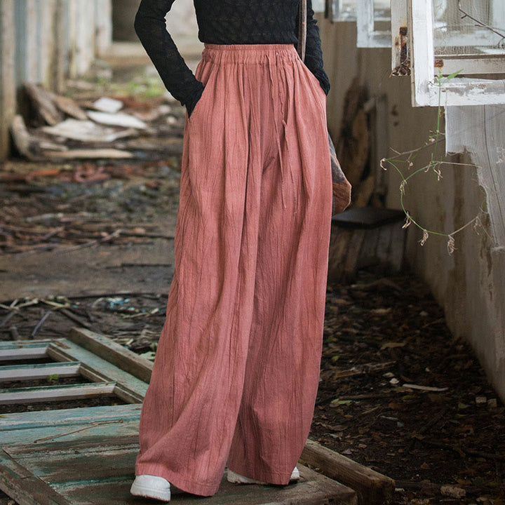 Buddha Stones Lässige, schlichte, lockere, handgemachte Batikhose aus Ramie-Baumwolle für Damen mit weitem Bein und Taschen - Lachs - US4-6, UK/AU8-10, EU36-38 (F) - image 8