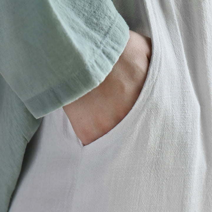 Buddha Stones Lässige, schlichte, lockere Leinenhose für Damen mit Taschen - image 11