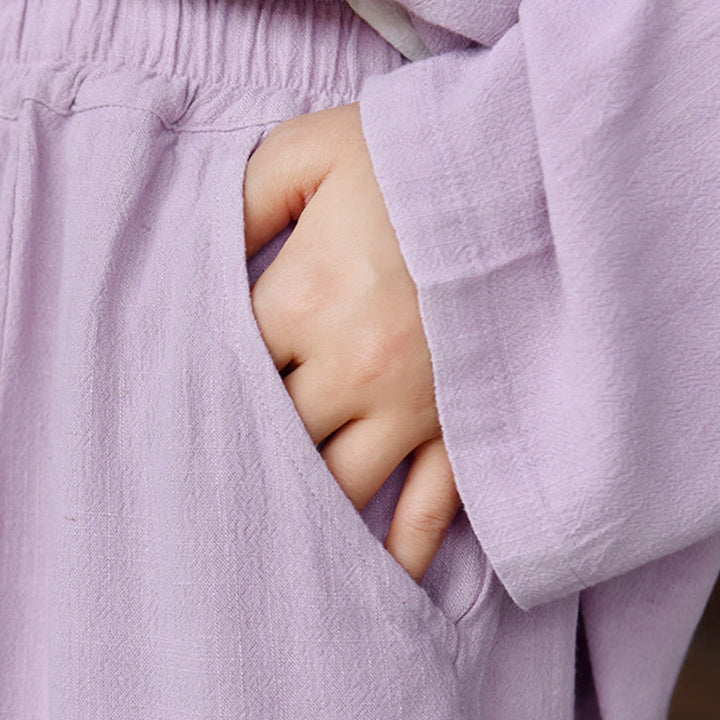 Buddha Stones Lässige, schlichte, lockere Leinenhose für Damen mit Taschen - image 27