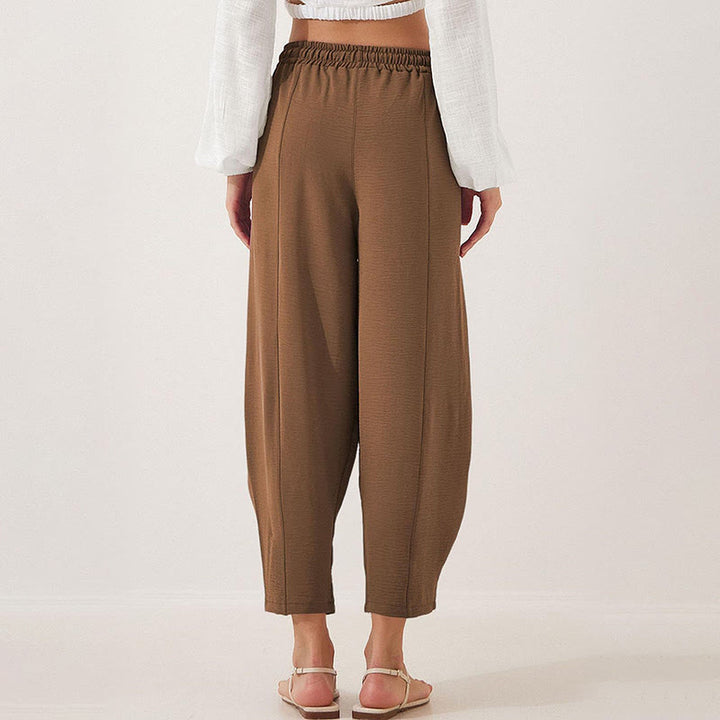 Buddha Stones Lässige, schlichte, lockere 7/8-Hose aus Polyester mit Kordelzug und Taschen für Damen - image 22