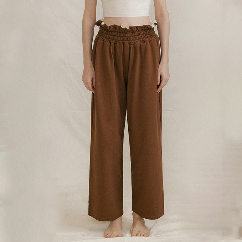 Buddha Stones Lässige Schnalle Lockere Spandexhose für Damen mit Taschen - Sattelbraun - US6， UK/AU10，EU38 (XL) - image 1