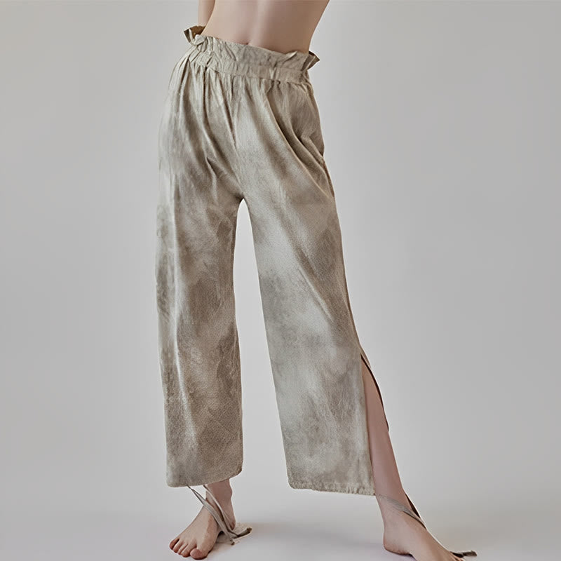 Buddha Stones Lässige Hosenbeinbänder Tintendruck Spandex-Hose für Damen - Weizen - US6， UK/AU10，EU38 (XL) - image 7