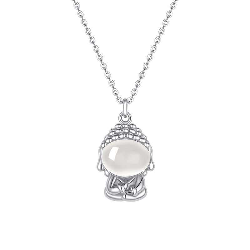 Buddha Stones 925 Sterling Silber Chalcedon Formloser Buddha Positive Halskette Anhänger - image 10