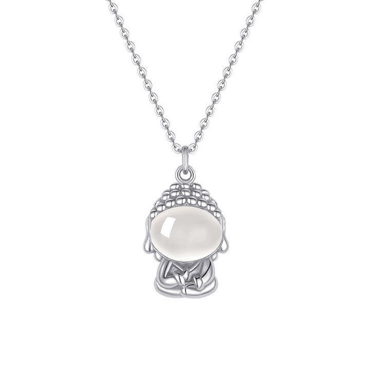 Buddha Stones 925 Sterling Silber Chalcedon Formloser Buddha Positive Halskette Anhänger - image 10