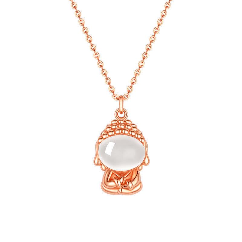 Buddha Stones 925 Sterling Silber Chalcedon Formloser Buddha Positive Halskette Anhänger - image 3