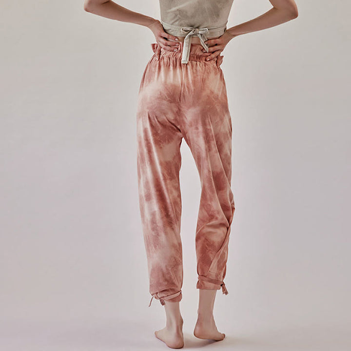 Buddha Stones Lässige Hosenbeinbänder Tintendruck Spandex-Hose für Damen - Hellkoralle - US6, UK/AU10, EU38 (XL) - image 0