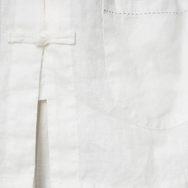 Buddha Stones Einfarbige Froschknopf Langarm Leinen Damenhemden mit Taschen - image 22