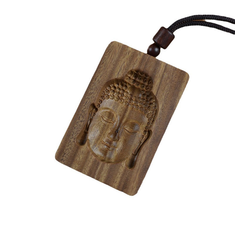 Buddha Stones Grün Sandelholz Buddha Symbol Positive Halskette Anhänger