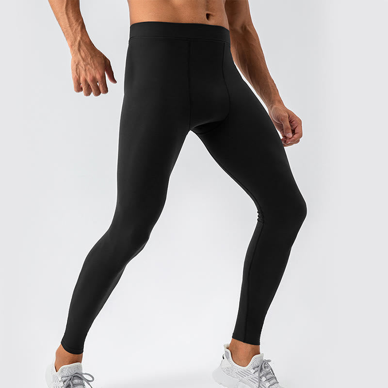 Buddha Stones - Schlichte, hohe Taille, elastisch, atmungsaktiv, Sport-Leggings für Herren - Schwarz - US/ UK/AU44, EU54 (2XL) - image 0