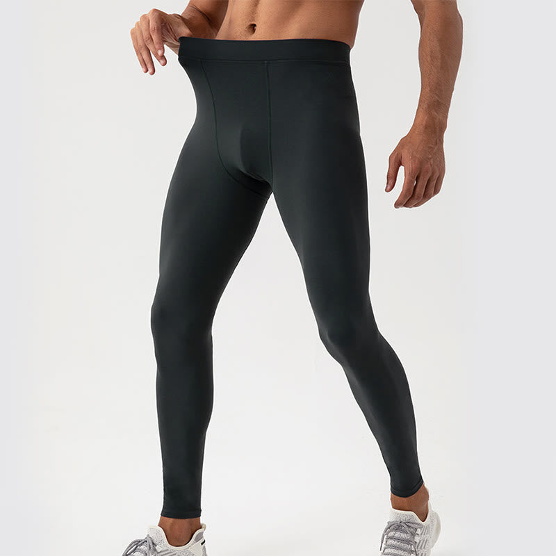 Buddha Stones - Schlichte, hohe Taille, elastisch, atmungsaktiv, Sport-Leggings für Herren