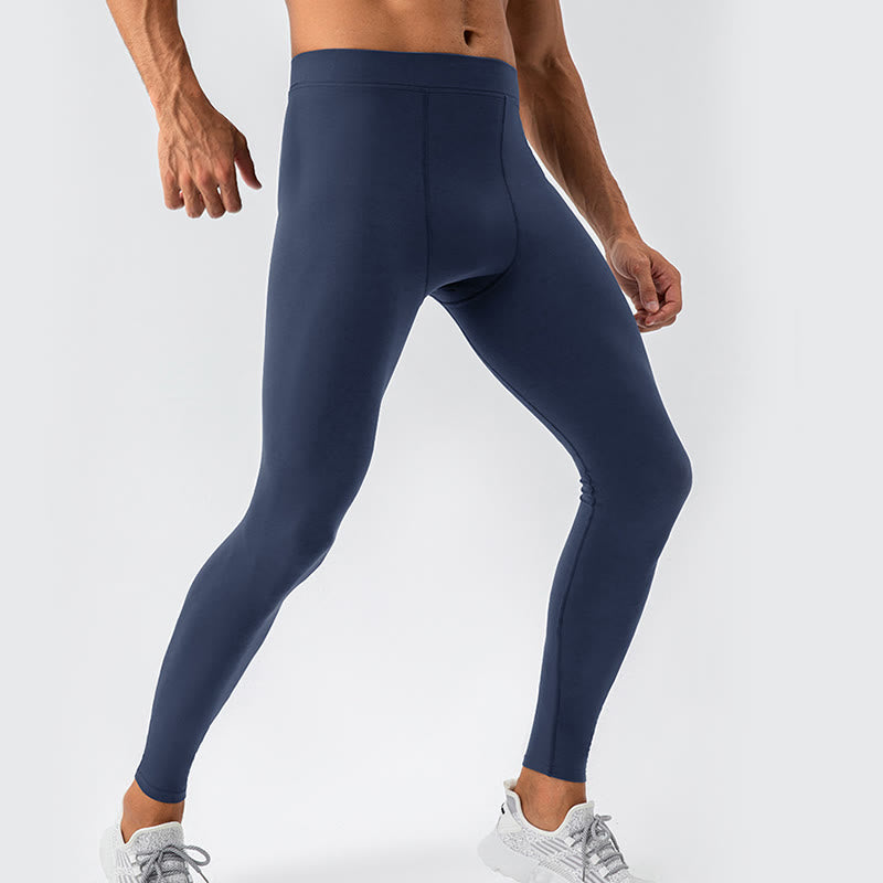 Buddha Stones - Schlichte, hohe Taille, elastisch, atmungsaktiv, Sport-Leggings für Herren