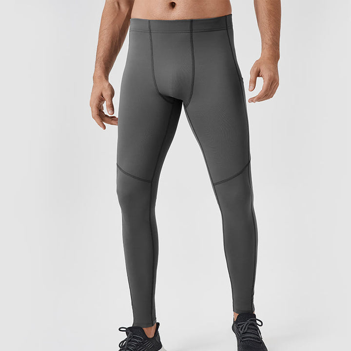 Buddha Stones - Einfarbige, hohe Taille, elastische, atmungsaktive Sport-Leggings für Herren mit Reißverschlusstasche auf der Rückseite
