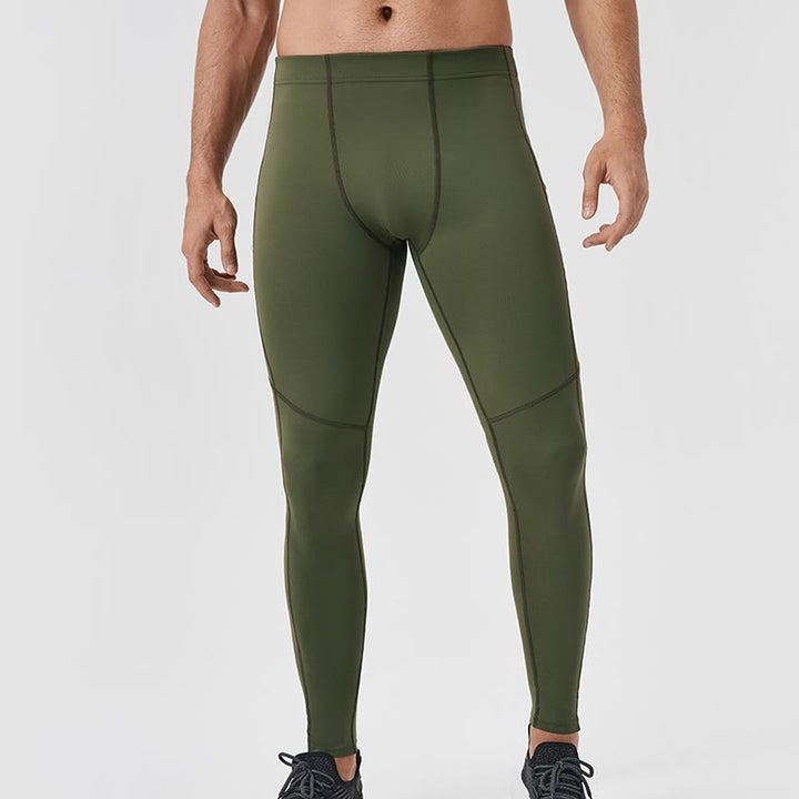 Buddha Stones - Einfarbige, hohe Taille, elastische, atmungsaktive Sport-Leggings für Herren mit Reißverschlusstasche auf der Rückseite - Olive - US/ UK/AU44, EU54 (2XL) - image 25