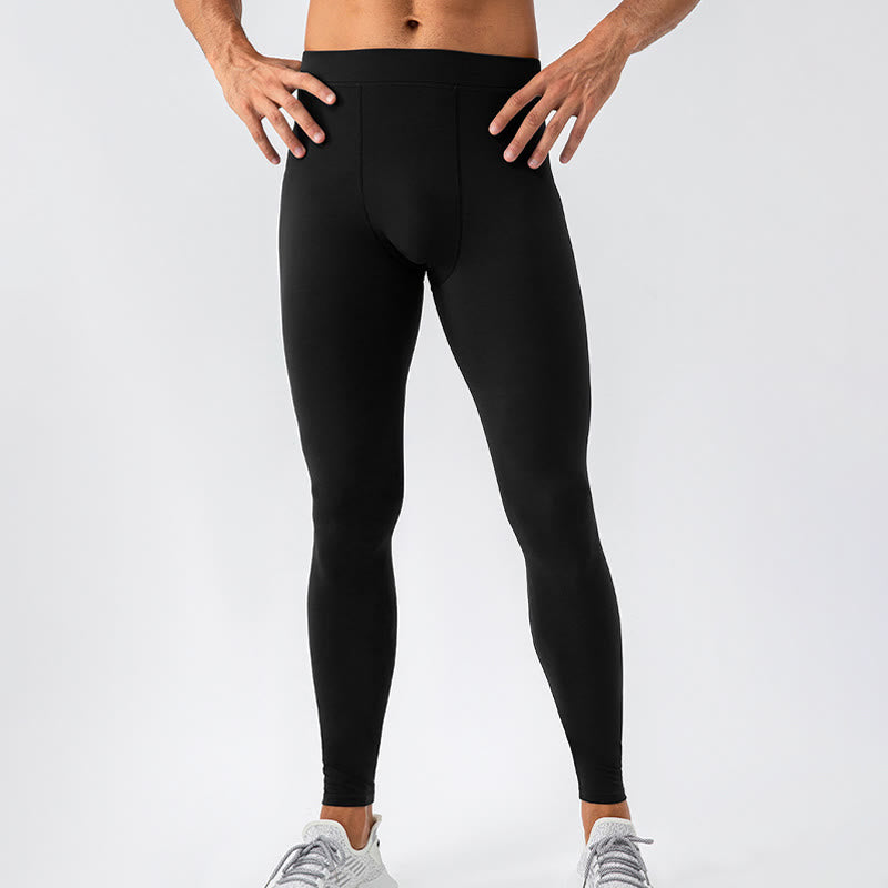 Buddha Stones - Schlichte, hohe Taille, elastisch, atmungsaktiv, Sport-Leggings für Herren