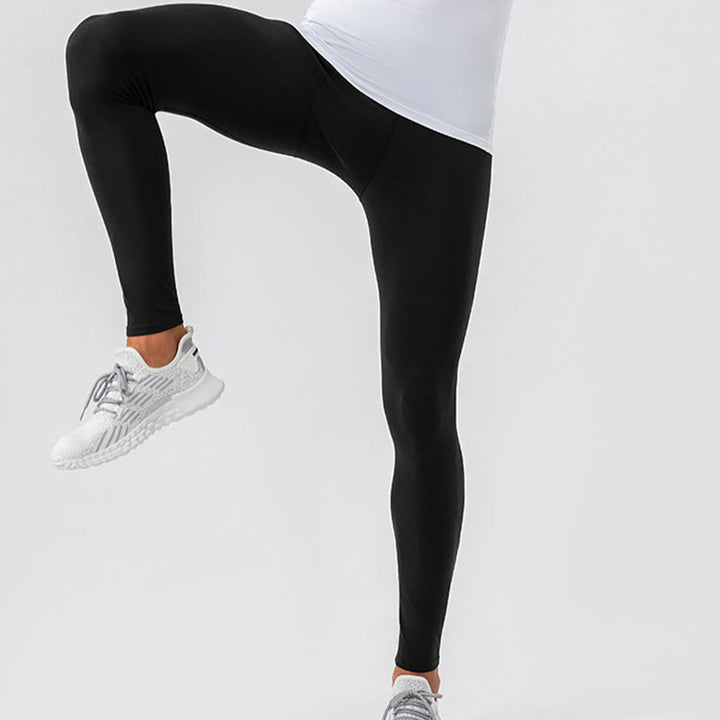 Buddha Stones - Schlichte, hohe Taille, elastisch, atmungsaktiv, Sport-Leggings für Herren