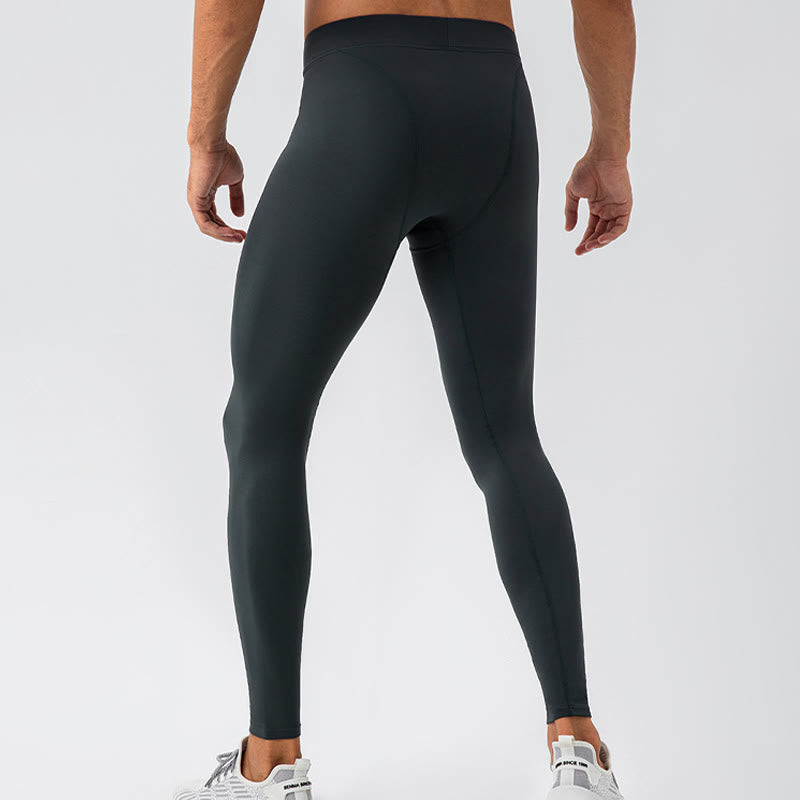 Buddha Stones - Schlichte, hohe Taille, elastisch, atmungsaktiv, Sport-Leggings für Herren