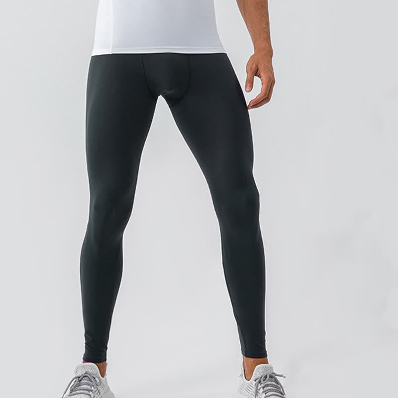 Buddha Stones - Schlichte, hohe Taille, elastisch, atmungsaktiv, Sport-Leggings für Herren