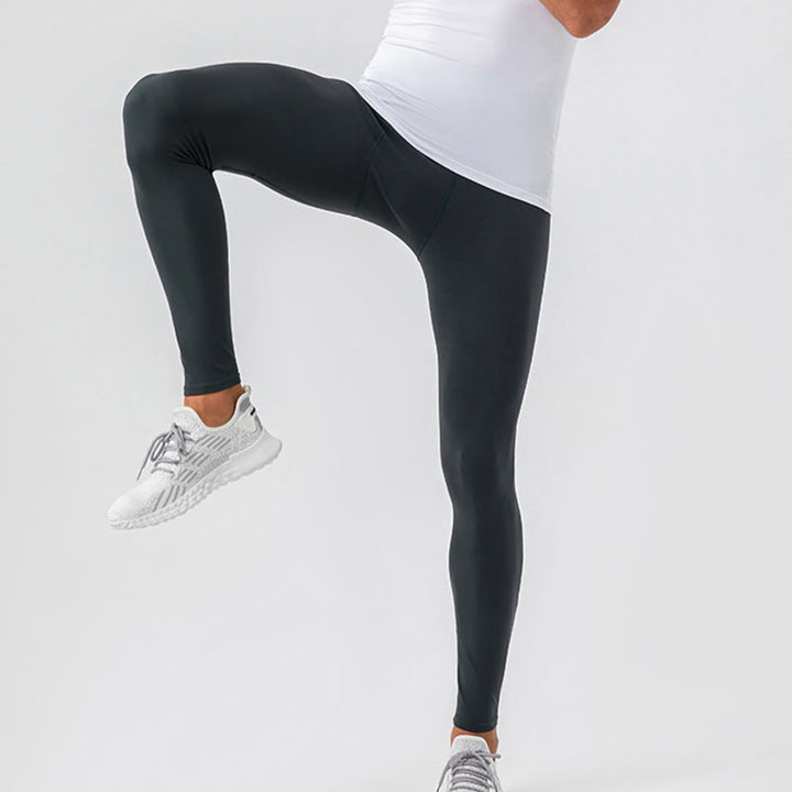 Buddha Stones - Schlichte, hohe Taille, elastisch, atmungsaktiv, Sport-Leggings für Herren