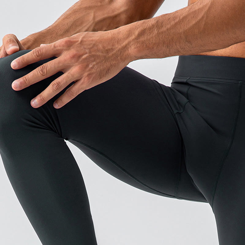 Buddha Stones - Schlichte, hohe Taille, elastisch, atmungsaktiv, Sport-Leggings für Herren