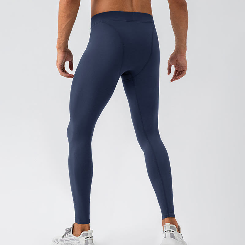 Buddha Stones - Schlichte, hohe Taille, elastisch, atmungsaktiv, Sport-Leggings für Herren