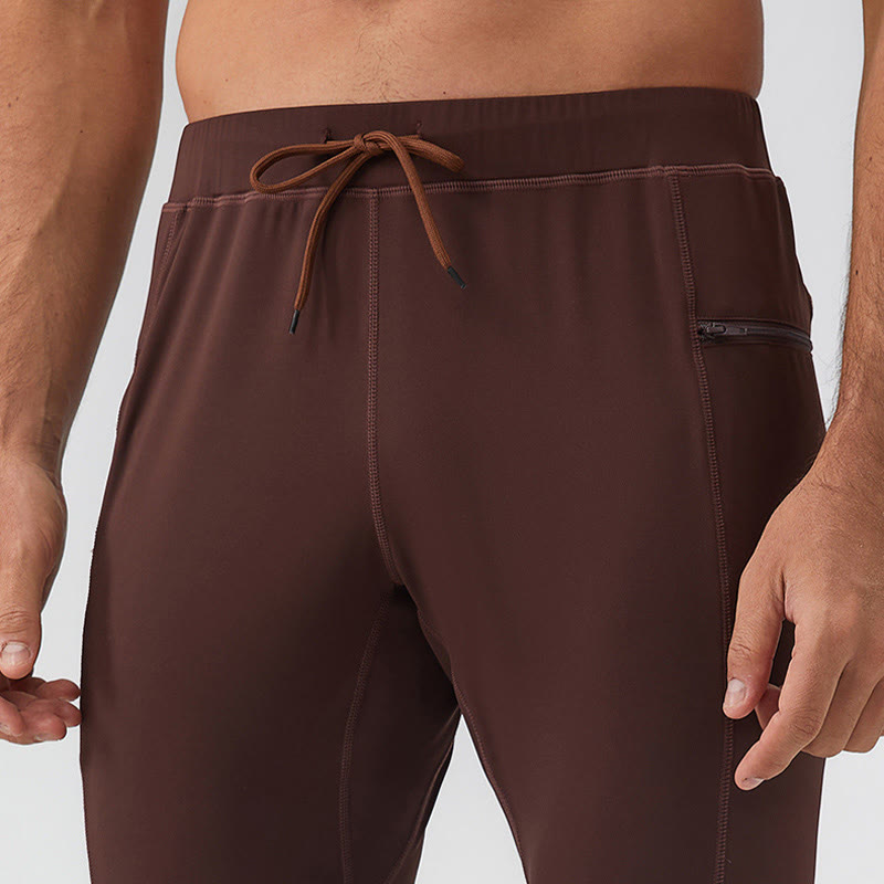 Buddha Stones Leggings mit hoher Taille, schnelltrocknend, atmungsaktiv, Fitnesshose für Herren mit Reißverschlusstasche
