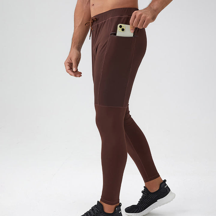 Buddha Stones Leggings mit hoher Taille, schnelltrocknend, atmungsaktiv, Fitnesshose für Herren mit Reißverschlusstasche - image 1