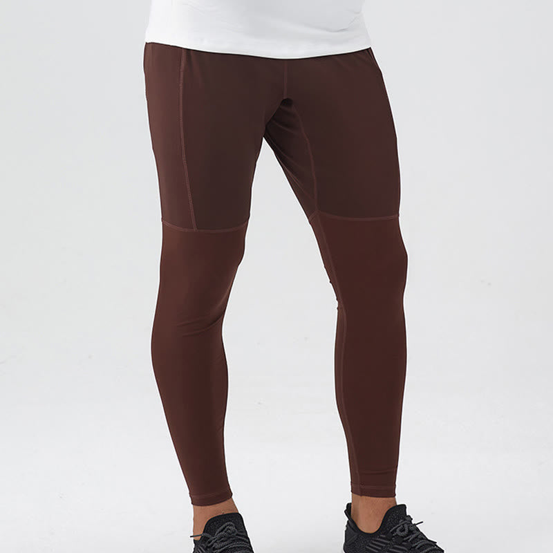 Buddha Stones Leggings mit hoher Taille, schnelltrocknend, atmungsaktiv, Fitnesshose für Herren mit Reißverschlusstasche