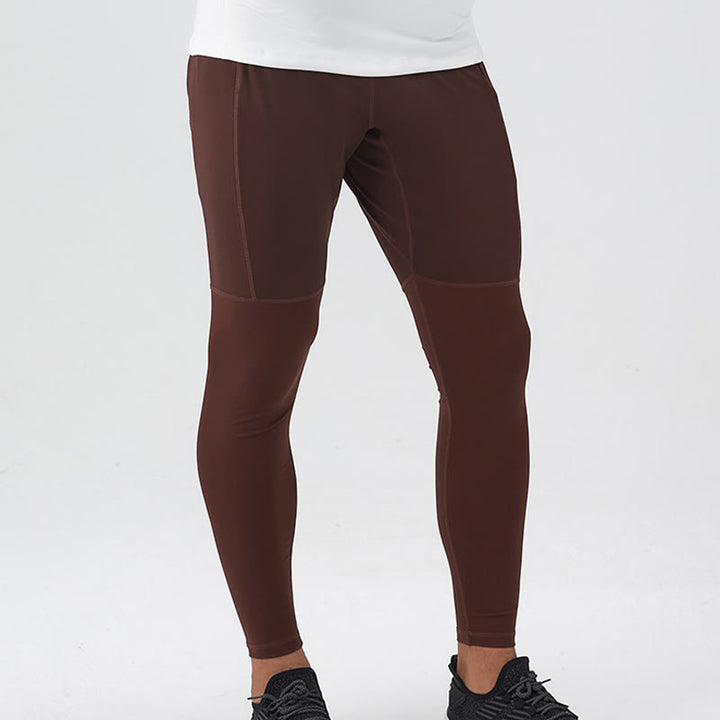 Buddha Stones Leggings mit hoher Taille, schnelltrocknend, atmungsaktiv, Fitnesshose für Herren mit Reißverschlusstasche