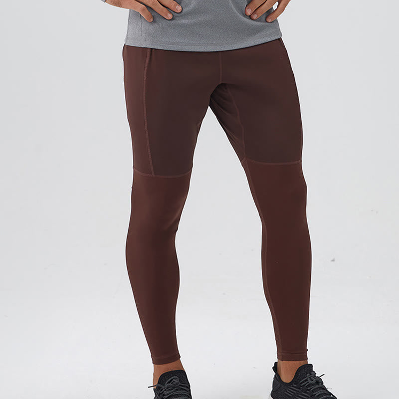 Buddha Stones Leggings mit hoher Taille, schnelltrocknend, atmungsaktiv, Fitnesshose für Herren mit Reißverschlusstasche