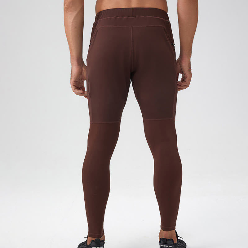 Buddha Stones Leggings mit hoher Taille, schnelltrocknend, atmungsaktiv, Fitnesshose für Herren mit Reißverschlusstasche
