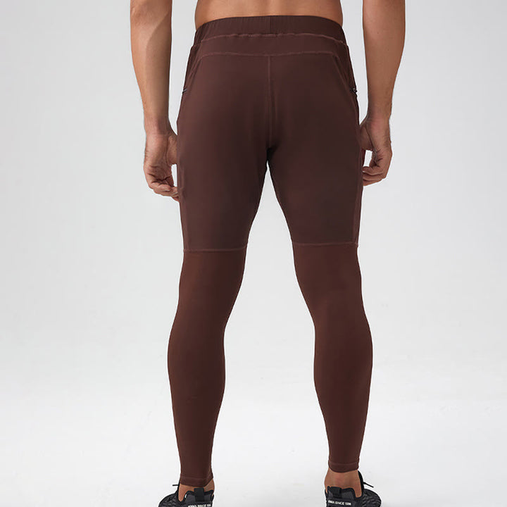 Buddha Stones Leggings mit hoher Taille, schnelltrocknend, atmungsaktiv, Fitnesshose für Herren mit Reißverschlusstasche