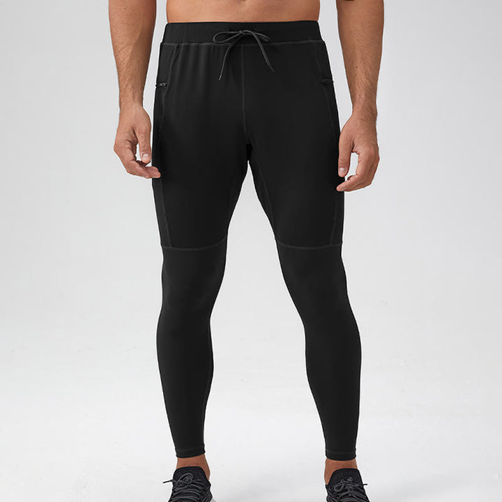 Buddha Stones Leggings mit hoher Taille, schnelltrocknend, atmungsaktiv, Fitnesshose für Herren mit Reißverschlusstasche