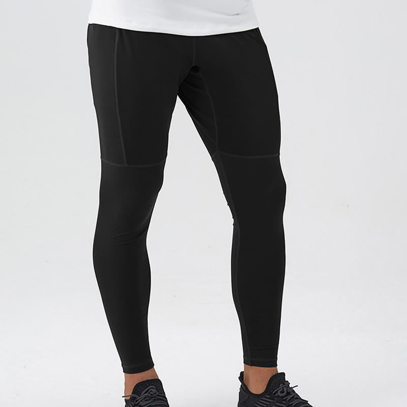 Buddha Stones Leggings mit hoher Taille, schnelltrocknend, atmungsaktiv, Fitnesshose für Herren mit Reißverschlusstasche