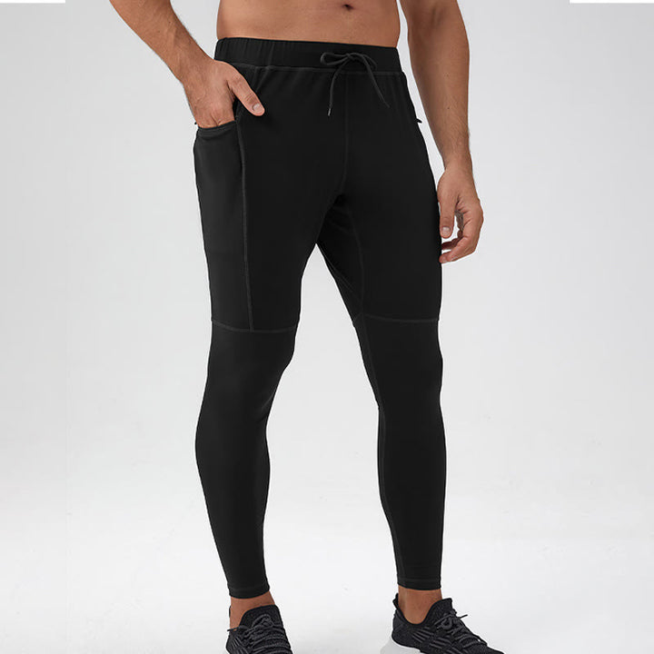 Buddha Stones Leggings mit hoher Taille, schnelltrocknend, atmungsaktiv, Fitnesshose für Herren mit Reißverschlusstasche