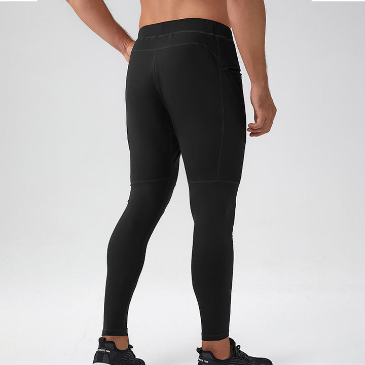 Buddha Stones Leggings mit hoher Taille, schnelltrocknend, atmungsaktiv, Fitnesshose für Herren mit Reißverschlusstasche
