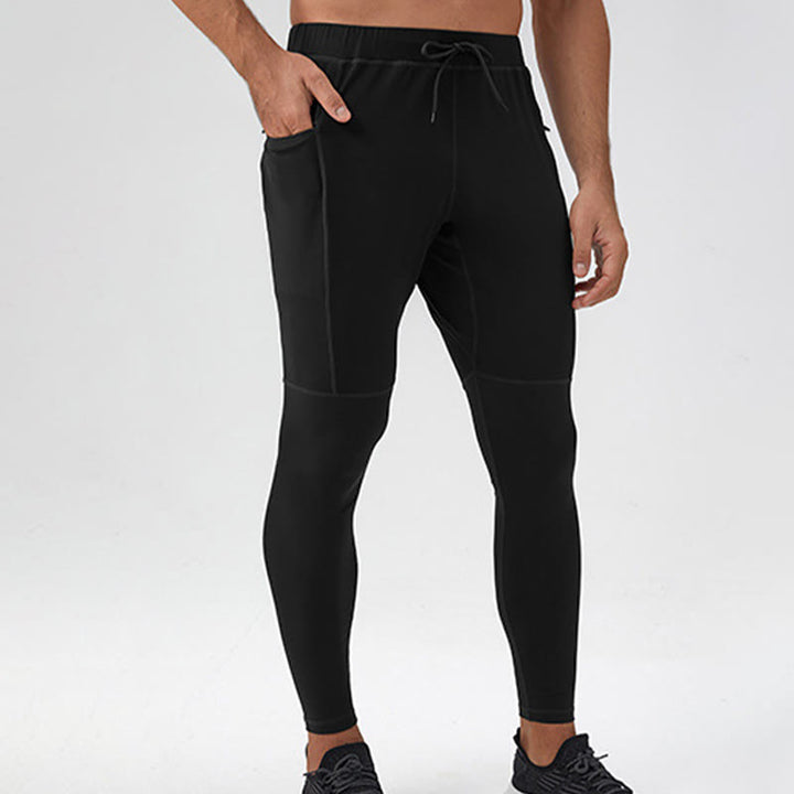 Buddha Stones Leggings mit hoher Taille, schnelltrocknend, atmungsaktiv, Fitnesshose für Herren mit Reißverschlusstasche