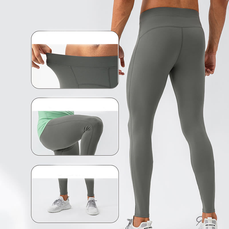 Buddha Stones Leggings für Herren, hohe Taille, elastisch, schnelltrocknend, atmungsaktiv, für Fitnessstudio und Sport