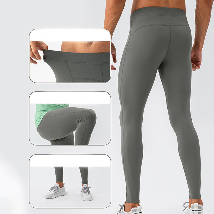 Buddha Stones Leggings für Herren, hohe Taille, elastisch, schnelltrocknend, atmungsaktiv, für Fitnessstudio und Sport