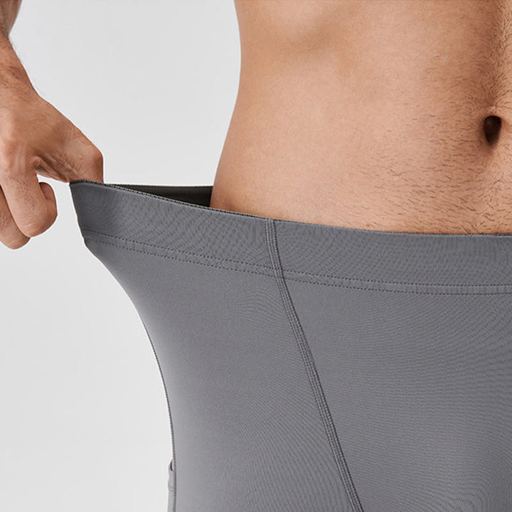 Buddha Stones - Einfarbige, hohe Taille, elastische, atmungsaktive Sport-Leggings für Herren mit Reißverschlusstasche auf der Rückseite