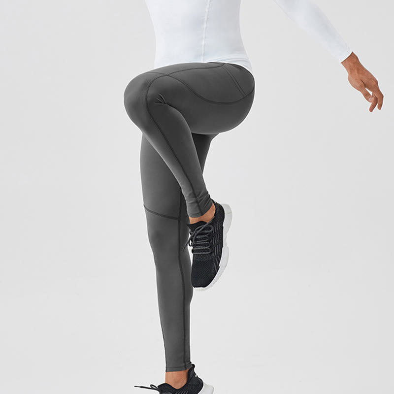 Buddha Stones - Einfarbige, hohe Taille, elastische, atmungsaktive Sport-Leggings für Herren mit Reißverschlusstasche auf der Rückseite
