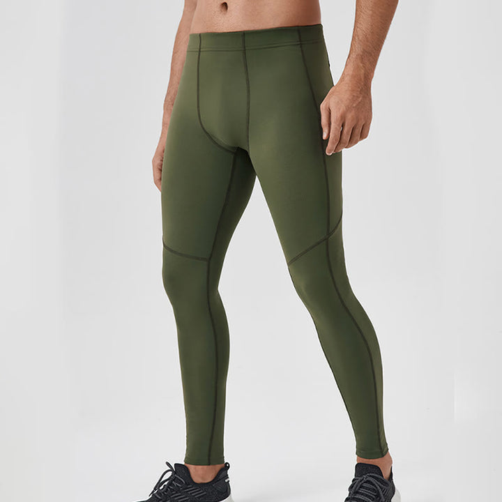 Buddha Stones - Einfarbige, hohe Taille, elastische, atmungsaktive Sport-Leggings für Herren mit Reißverschlusstasche auf der Rückseite