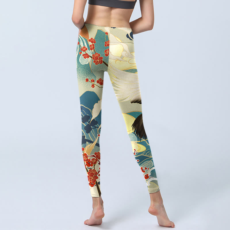 Buddha Stones ​​Kraniche Pflaumenblüten Berge Druck Gym Leggings frauen Yoga Hosen - image 6
