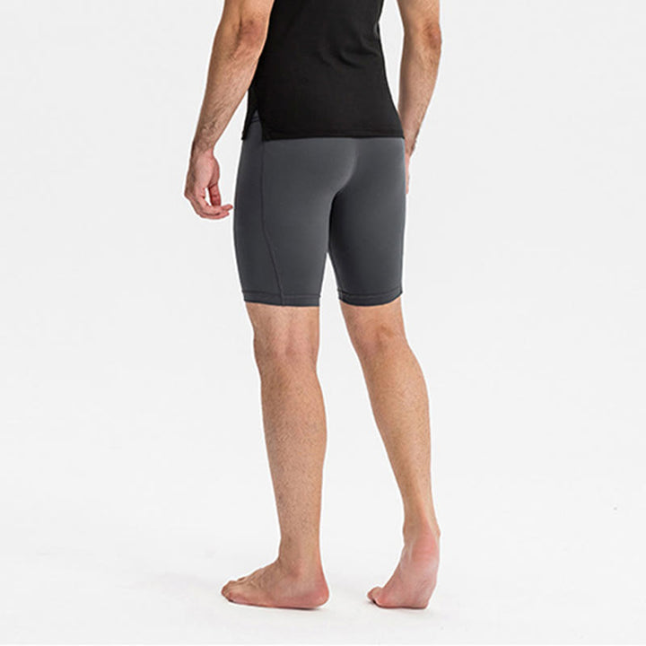 Buddha Stones Enganliegende, dehnbare, hochelastische, schnelltrocknende Sport-Shorts für Herren mit Reißverschlusstaschen