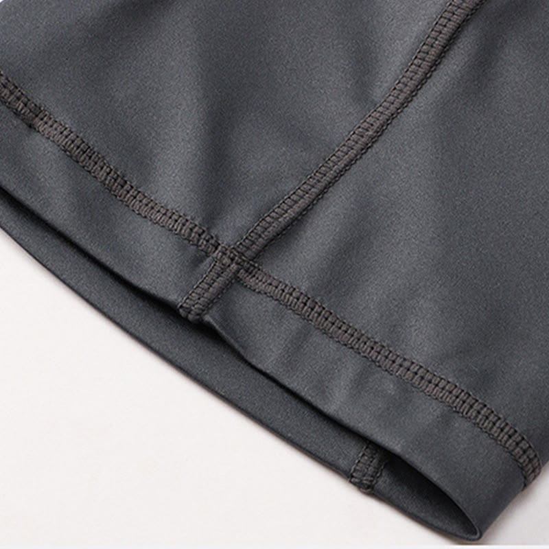 Buddha Stones Enganliegende, dehnbare, hochelastische, schnelltrocknende Sport-Shorts für Herren mit Reißverschlusstaschen